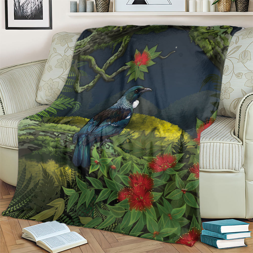 Rongoa Maori New Zealand Rata Blanket NZ Tui Bird Forest Vibes