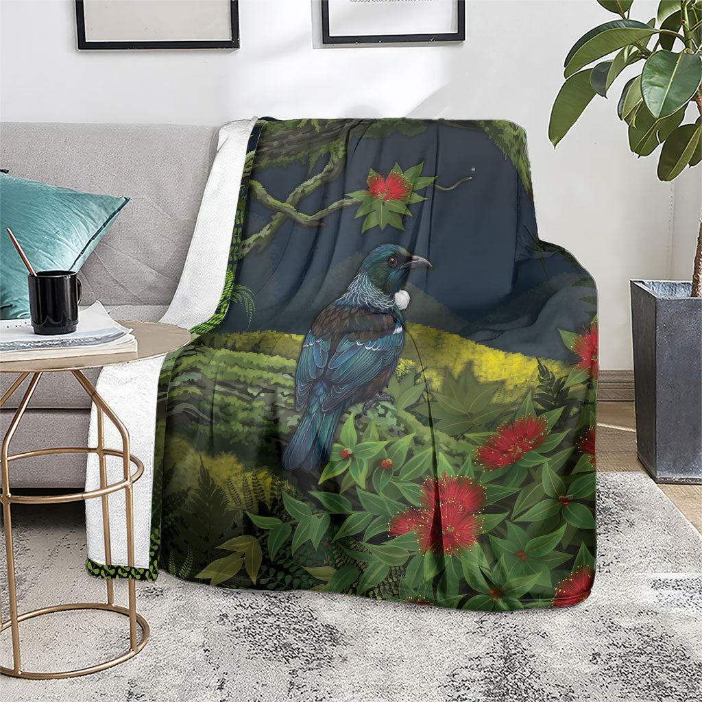 Rongoa Maori New Zealand Rata Blanket NZ Tui Bird Forest Vibes