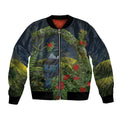 Rongoa Maori New Zealand Rata Bomber Jacket NZ Tui Bird Forest Vibes