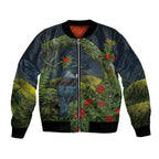 Rongoa Maori New Zealand Rata Bomber Jacket NZ Tui Bird Forest Vibes