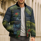 Rongoa Maori New Zealand Rata Bomber Puffer Jacket NZ Tui Bird Forest Vibes