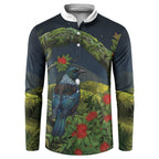 Rongoa Maori New Zealand Rata Button Sweatshirt NZ Tui Bird Forest Vibes