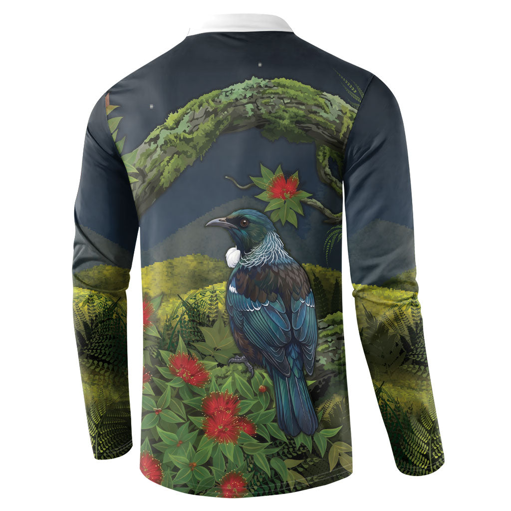 Rongoa Maori New Zealand Rata Button Sweatshirt NZ Tui Bird Forest Vibes