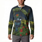 Rongoa Maori New Zealand Rata Button Sweatshirt NZ Tui Bird Forest Vibes