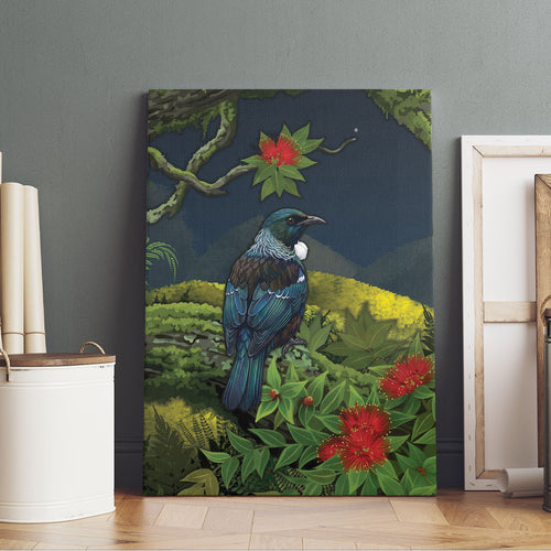 Rongoa Maori New Zealand Rata Canvas Wall Art NZ Tui Bird Forest Vibes