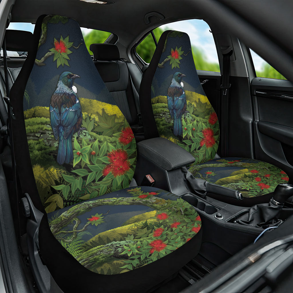 Rongoa Maori New Zealand Rata Car Seat Cover NZ Tui Bird Forest Vibes