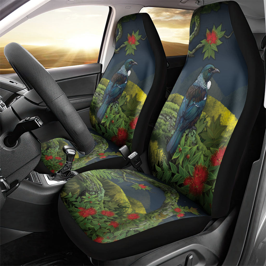 Rongoa Maori New Zealand Rata Car Seat Cover NZ Tui Bird Forest Vibes