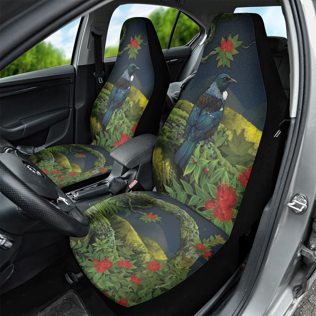 Rongoa Maori New Zealand Rata Car Seat Cover NZ Tui Bird Forest Vibes