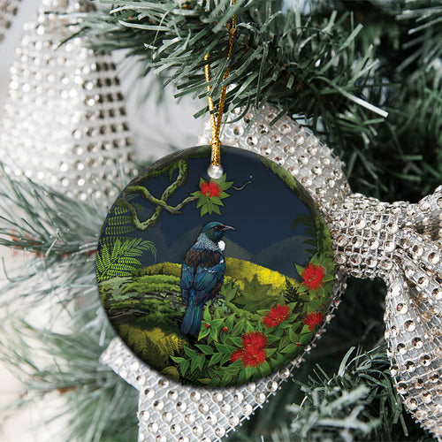 Rongoa Maori New Zealand Rata Ceramic Ornament NZ Tui Bird Forest Vibes