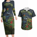Rongoa Maori New Zealand Rata Couples Matching Long Sleeve Bodycon Dress and Hawaiian Shirt NZ Tui Bird Forest Vibes