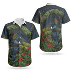 Rongoa Maori New Zealand Rata Couples Matching Off Shoulder Maxi Dress and Hawaiian Shirt NZ Tui Bird Forest Vibes