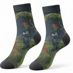 Rongoa Maori New Zealand Rata Crew Socks NZ Tui Bird Forest Vibes