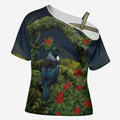 Rongoa Maori New Zealand Rata Cross Shoulder Shirt NZ Tui Bird Forest Vibes