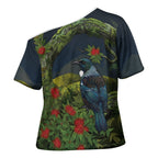 Rongoa Maori New Zealand Rata Cross Shoulder Shirt NZ Tui Bird Forest Vibes