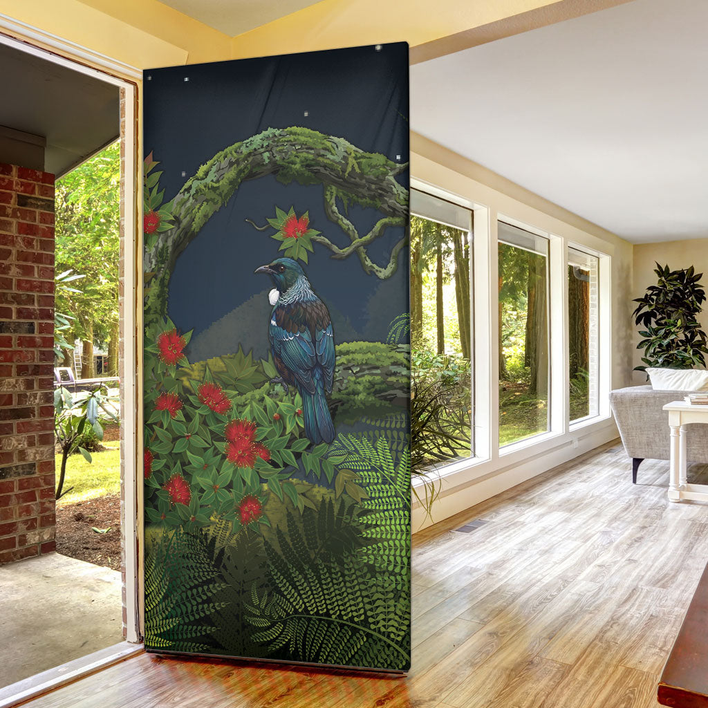 Rongoa Maori New Zealand Rata Door Cover NZ Tui Bird Forest Vibes