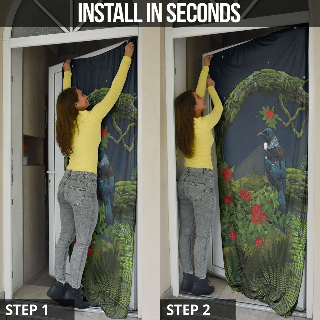 Rongoa Maori New Zealand Rata Door Cover NZ Tui Bird Forest Vibes