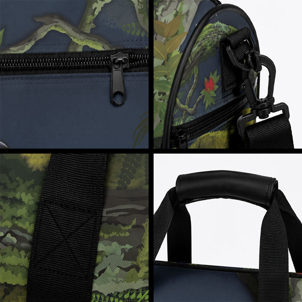 Rongoa Maori New Zealand Rata Duffle Bag NZ Tui Bird Forest Vibes