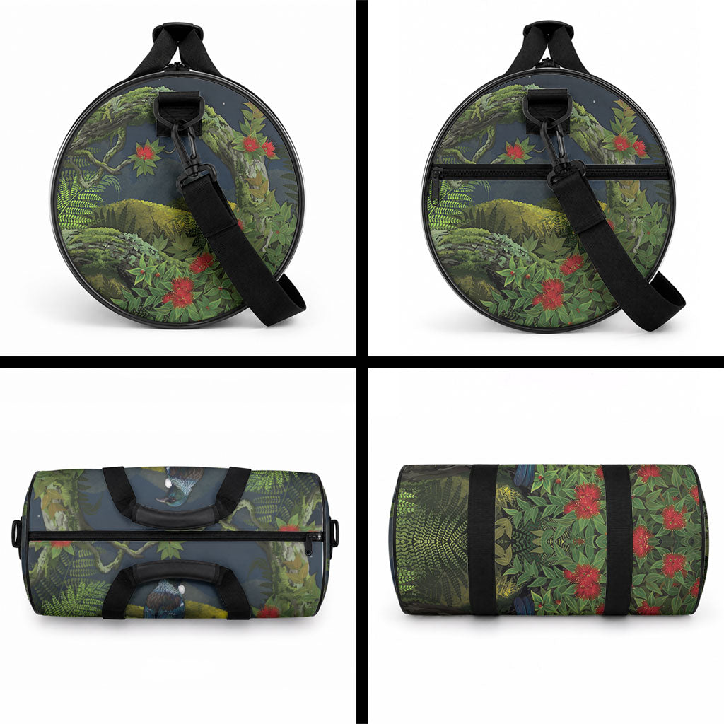 Rongoa Maori New Zealand Rata Duffle Bag NZ Tui Bird Forest Vibes