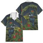 Rongoa Maori New Zealand Rata Family Matching Mermaid Dress and Hawaiian Shirt NZ Tui Bird Forest Vibes