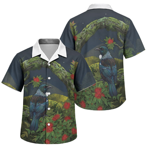 Rongoa Maori New Zealand Rata Family Matching Mermaid Dress and Hawaiian Shirt NZ Tui Bird Forest Vibes