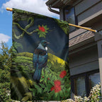 Rongoa Maori New Zealand Rata Garden Flag NZ Tui Bird Forest Vibes