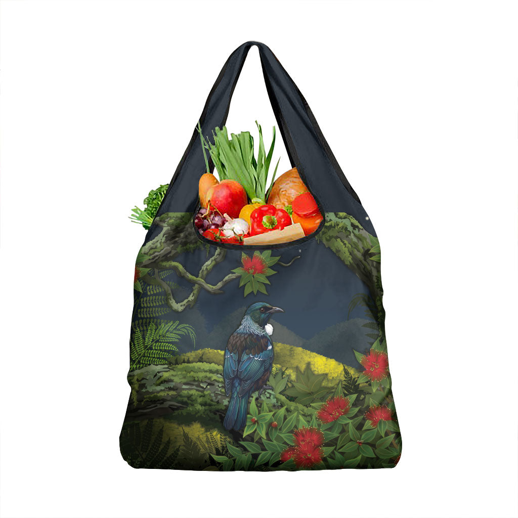 Rongoa Maori New Zealand Rata Grocery Bag NZ Tui Bird Forest Vibes