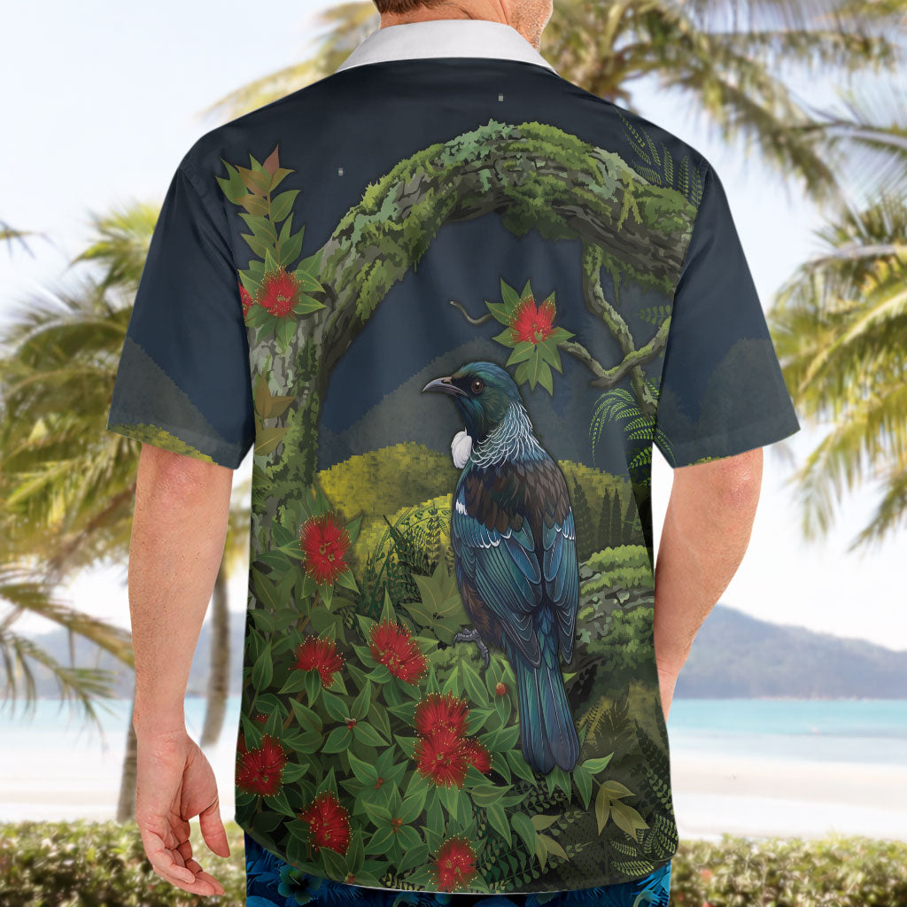 Rongoa Maori New Zealand Rata Hawaiian Shirt NZ Tui Bird Forest Vibes