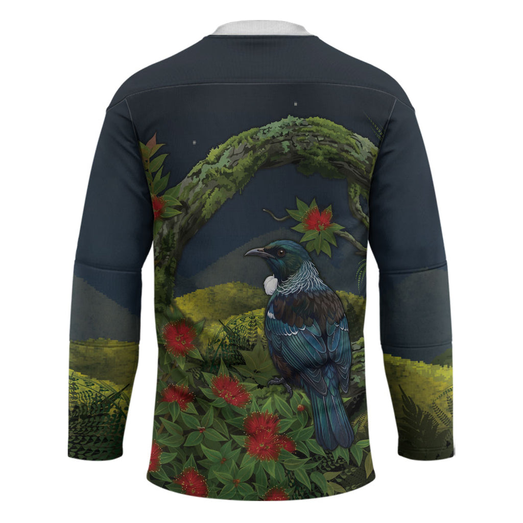 Rongoa Maori New Zealand Rata Hockey Jersey NZ Tui Bird Forest Vibes