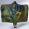 Rongoa Maori New Zealand Rata Hooded Blanket NZ Tui Bird Forest Vibes