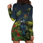 Rongoa Maori New Zealand Rata Hoodie Dress NZ Tui Bird Forest Vibes