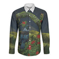 Rongoa Maori New Zealand Rata Long Sleeve Button Shirt NZ Tui Bird Forest Vibes