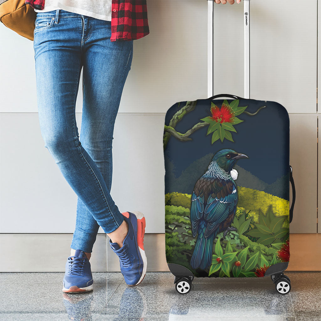 Rongoa Maori New Zealand Rata Luggage Cover NZ Tui Bird Forest Vibes