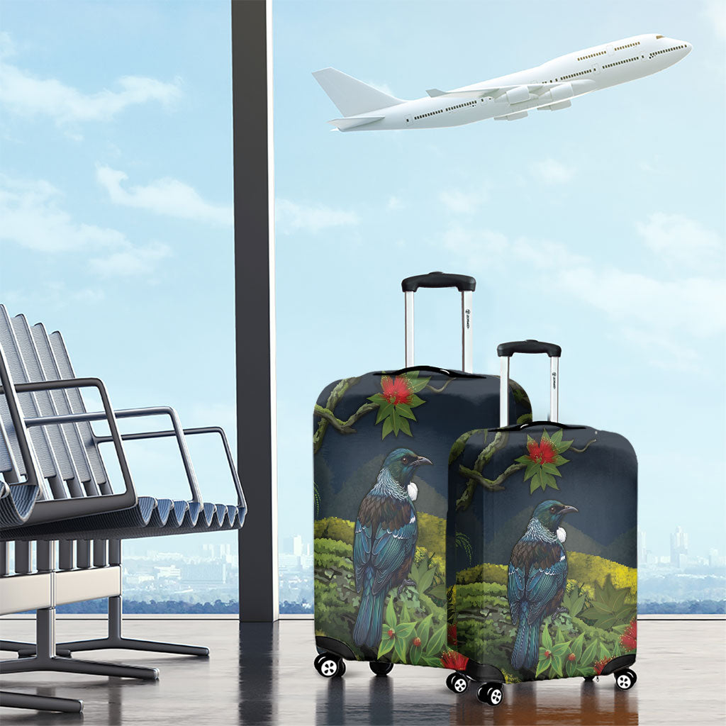 Rongoa Maori New Zealand Rata Luggage Cover NZ Tui Bird Forest Vibes