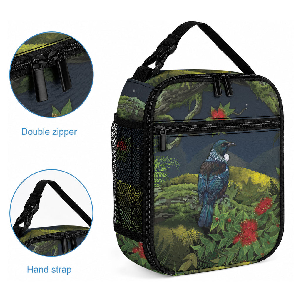 Rongoa Maori New Zealand Rata Lunch Bag NZ Tui Bird Forest Vibes