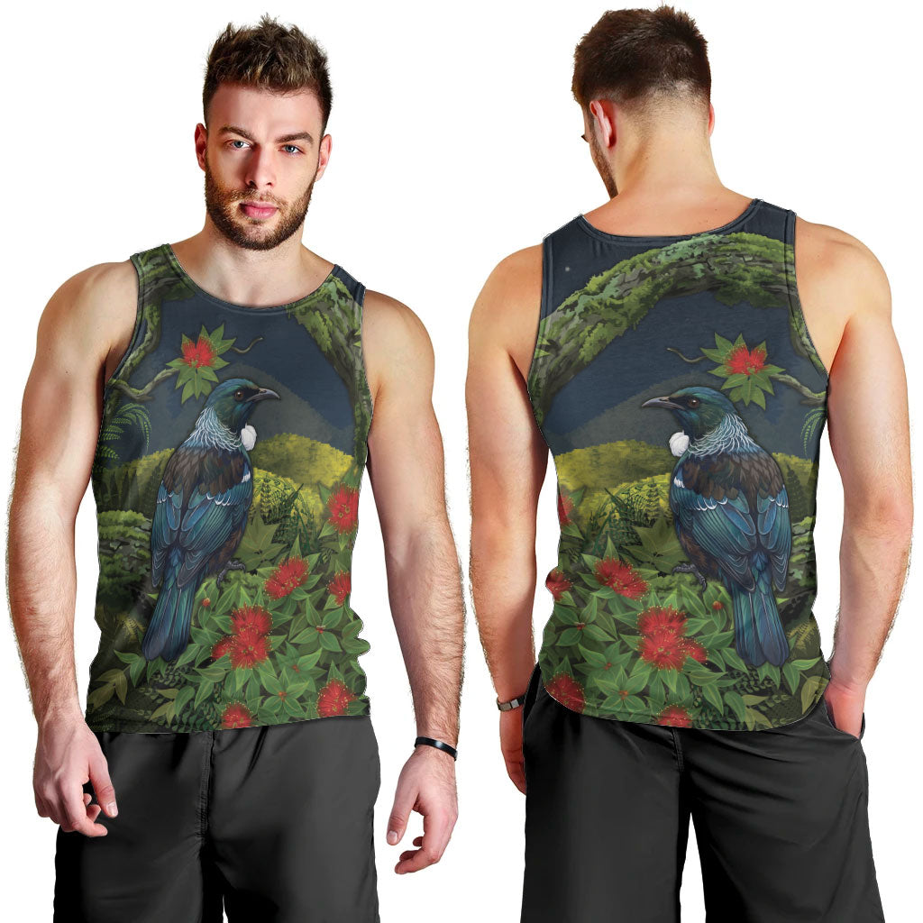 Rongoa Maori New Zealand Rata Men Tank Top NZ Tui Bird Forest Vibes