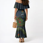 Rongoa Maori New Zealand Rata Mermaid Dress NZ Tui Bird Forest Vibes
