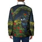 Rongoa Maori New Zealand Rata Padded Jacket NZ Tui Bird Forest Vibes
