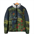 Rongoa Maori New Zealand Rata Padded Jacket NZ Tui Bird Forest Vibes
