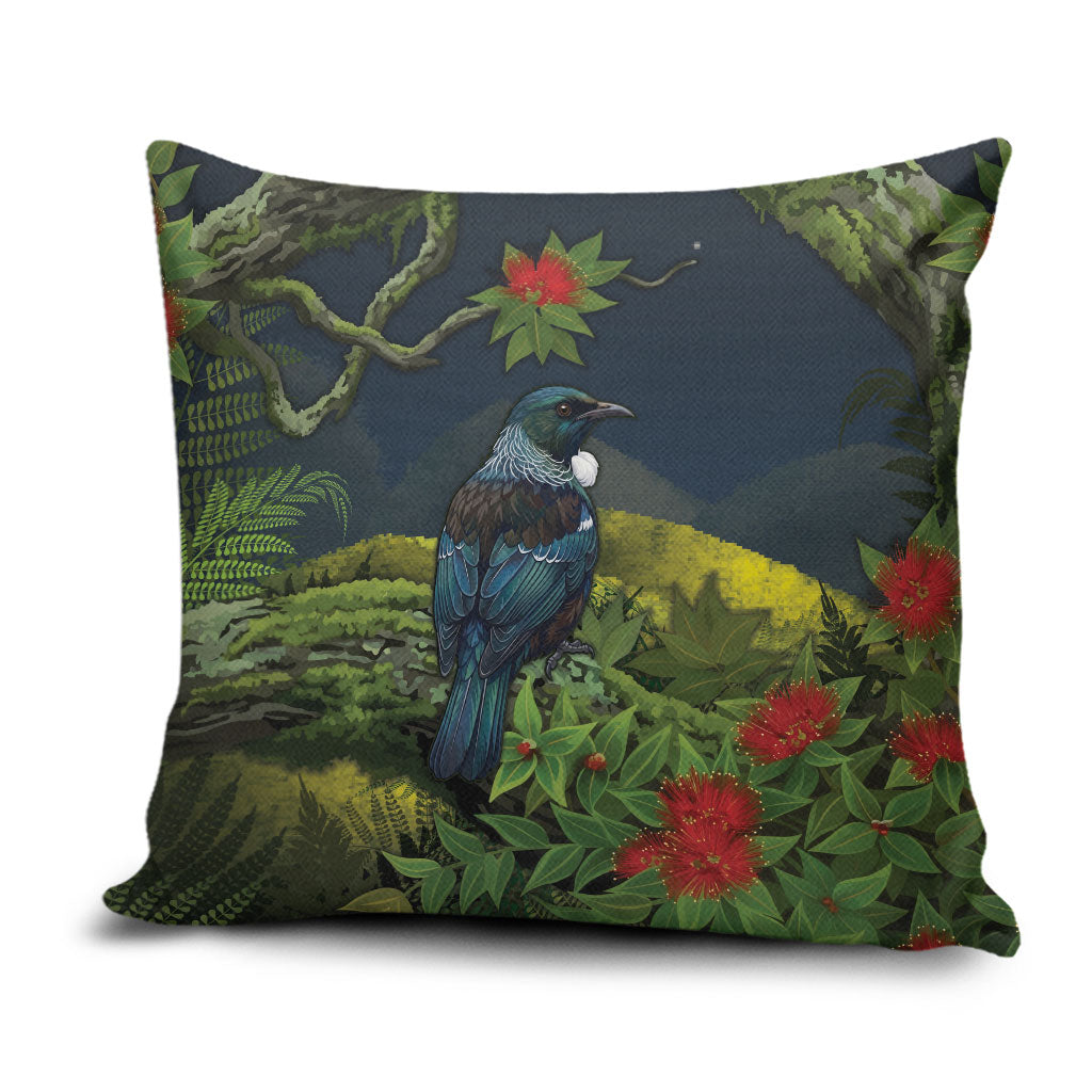 Rongoa Maori New Zealand Rata Pillow Cover NZ Tui Bird Forest Vibes