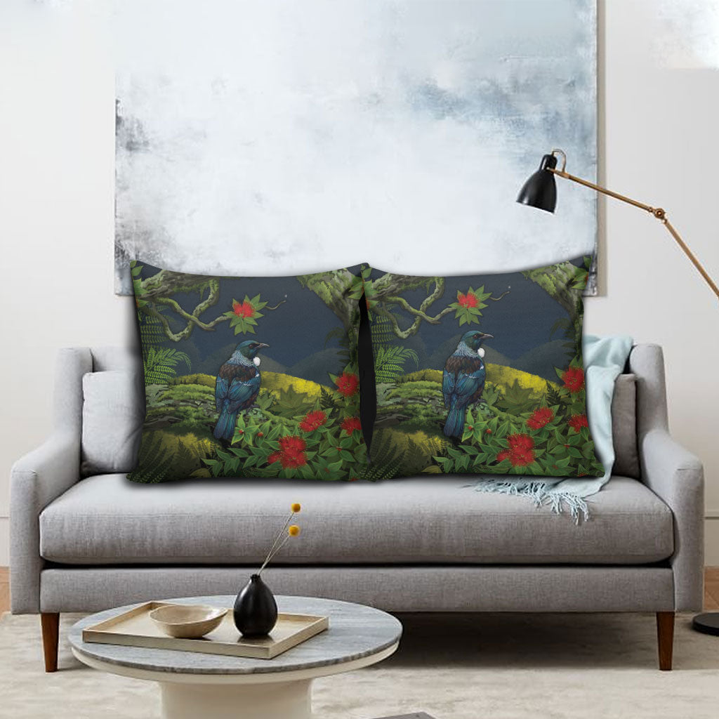 Rongoa Maori New Zealand Rata Pillow Cover NZ Tui Bird Forest Vibes