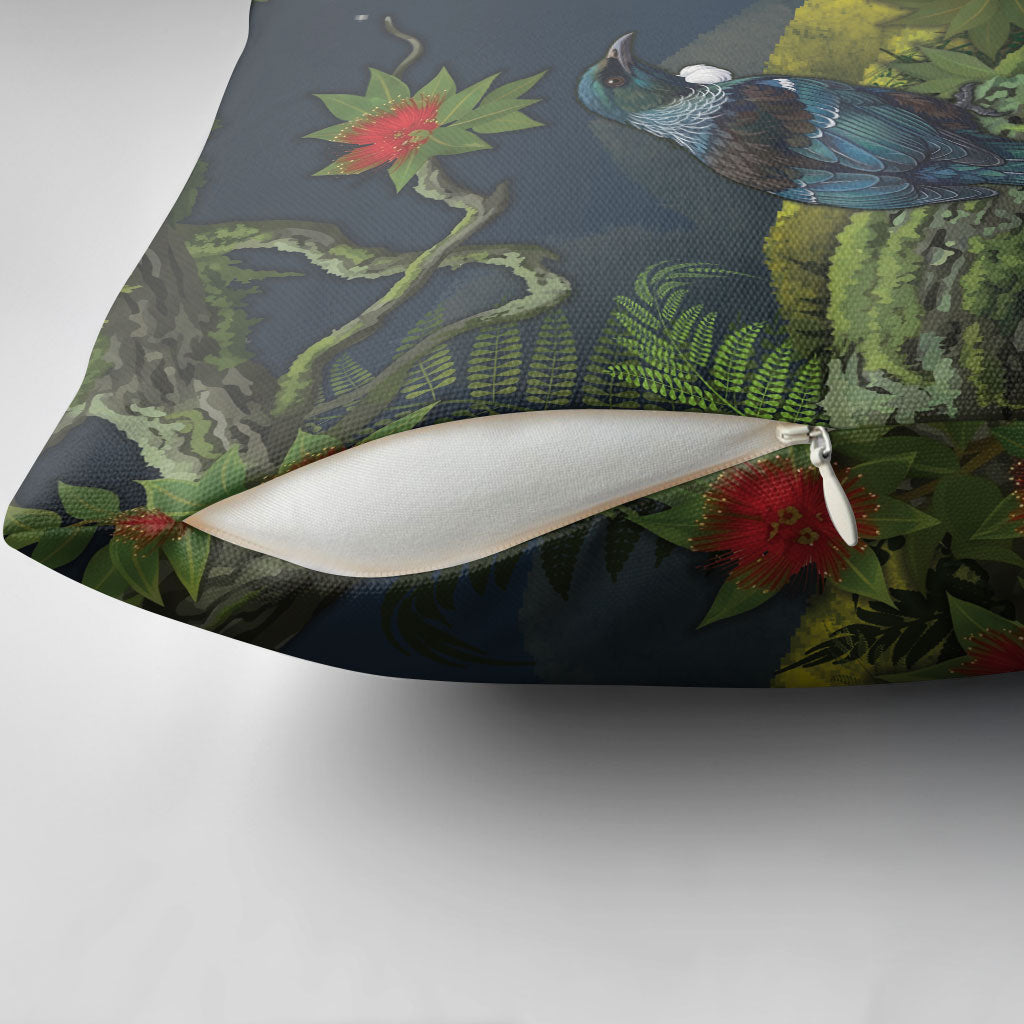 Rongoa Maori New Zealand Rata Pillow Cover NZ Tui Bird Forest Vibes