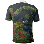 Rongoa Maori New Zealand Rata Polo Shirt NZ Tui Bird Forest Vibes