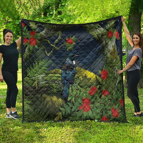 Rongoa Maori New Zealand Rata Quilt NZ Tui Bird Forest Vibes