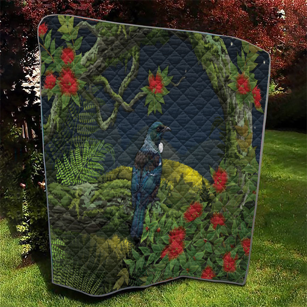 Rongoa Maori New Zealand Rata Quilt NZ Tui Bird Forest Vibes
