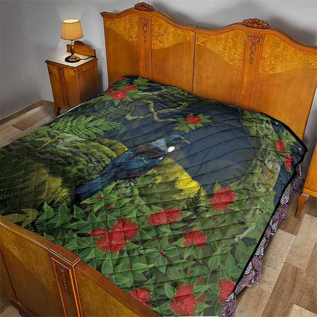Rongoa Maori New Zealand Rata Quilt NZ Tui Bird Forest Vibes