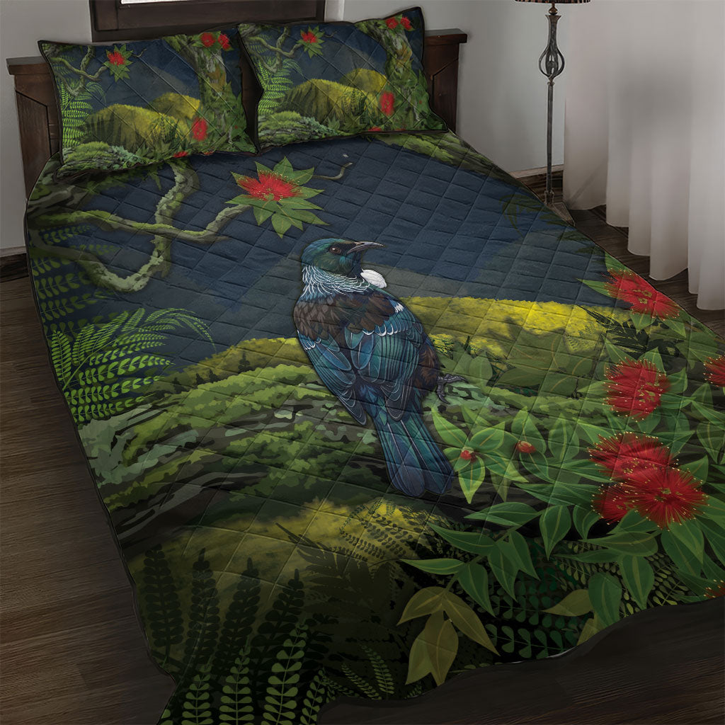Rongoa Maori New Zealand Rata Quilt Bed Set NZ Tui Bird Forest Vibes