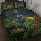 Rongoa Maori New Zealand Rata Quilt Bed Set NZ Tui Bird Forest Vibes