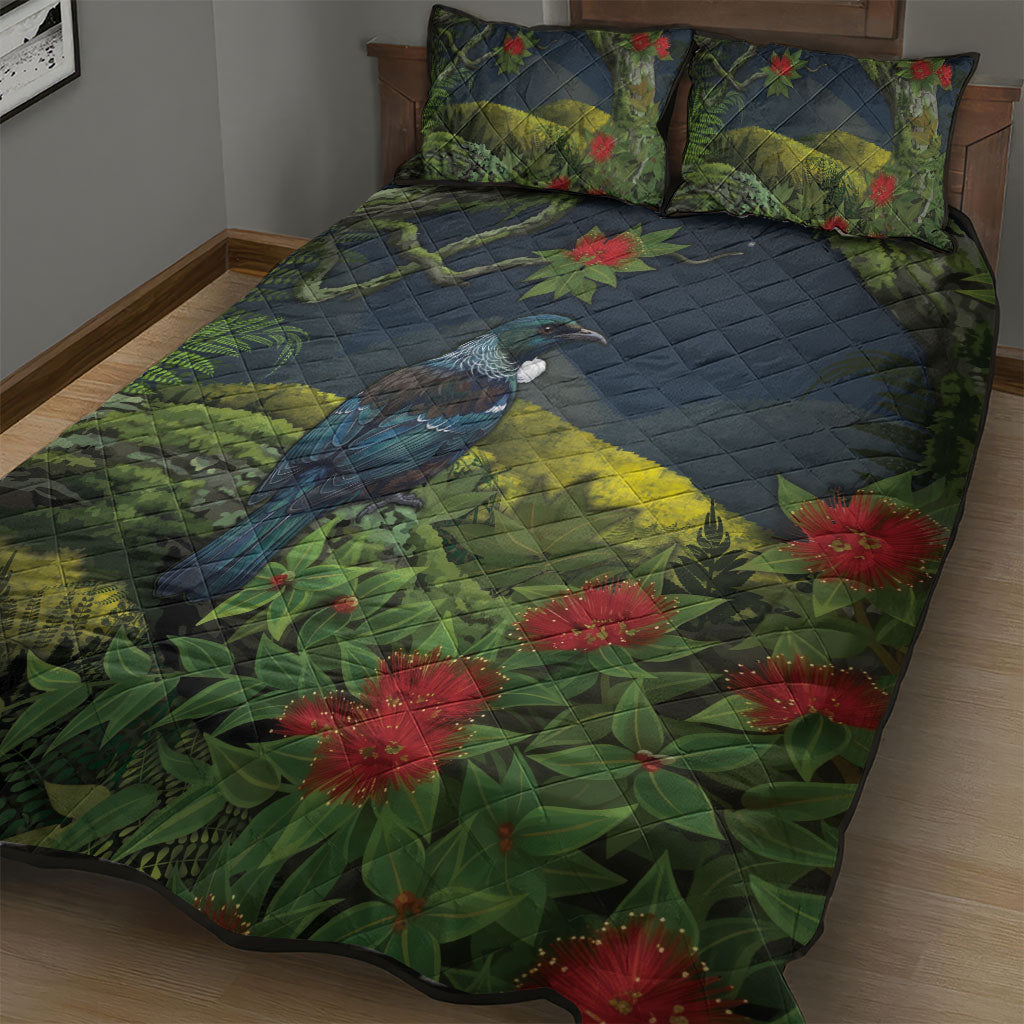 Rongoa Maori New Zealand Rata Quilt Bed Set NZ Tui Bird Forest Vibes
