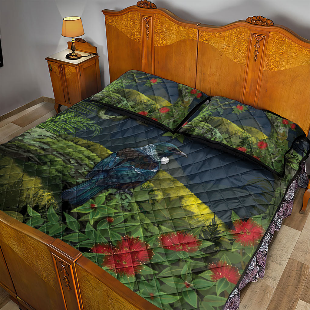 Rongoa Maori New Zealand Rata Quilt Bed Set NZ Tui Bird Forest Vibes