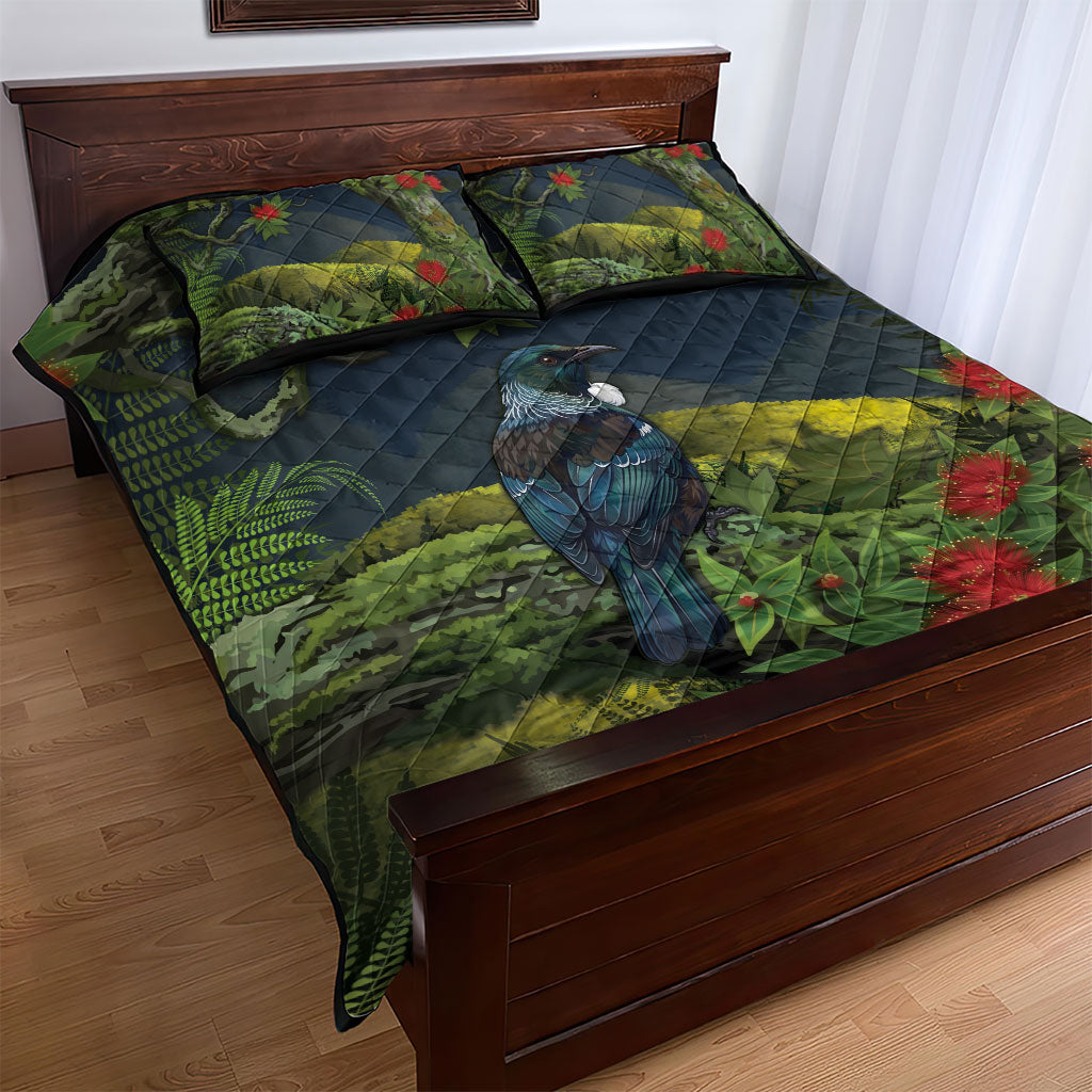 Rongoa Maori New Zealand Rata Quilt Bed Set NZ Tui Bird Forest Vibes